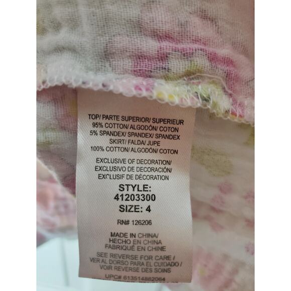 Pastourelle by Pippa & Julie Floral Stripe Top, Girls Size 4 - Picture 6 of 6